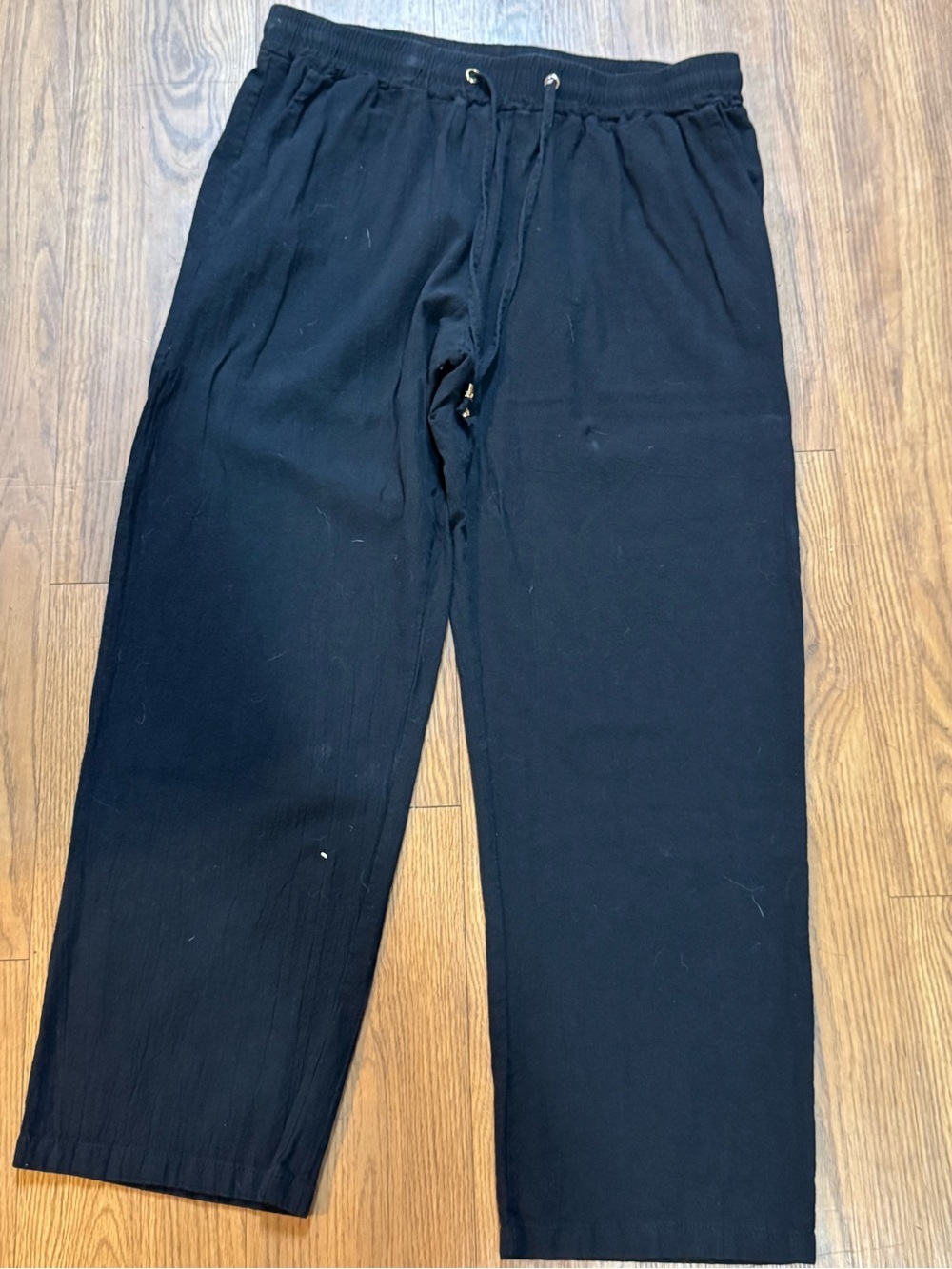 Women’s Unbranded Cotton Blend Black Drawstring relaxed fit wide leg
